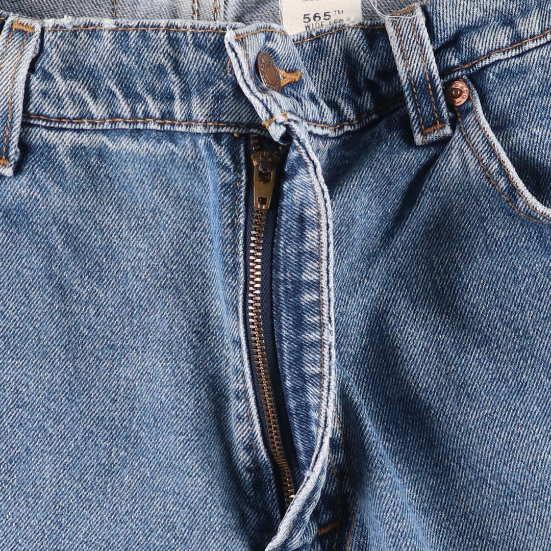 90'S Levi's 565 Wide Leg Denim Shorts with Orange Tab, Made in USA, Men's Size W33, Vintage cotton blue type Vintage Second Hand