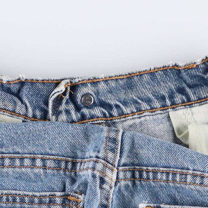 90'S Levi's 565 Wide Leg Denim Shorts with Orange Tab, Made in USA, Men's Size W33, Vintage cotton blue type Vintage Second Hand
