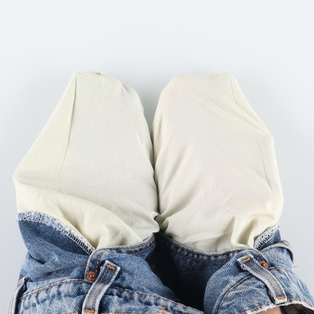 90'S Levi's 565 Wide Leg Denim Shorts with Orange Tab, Made in USA, Men's Size W33, Vintage cotton blue type Vintage Second Hand