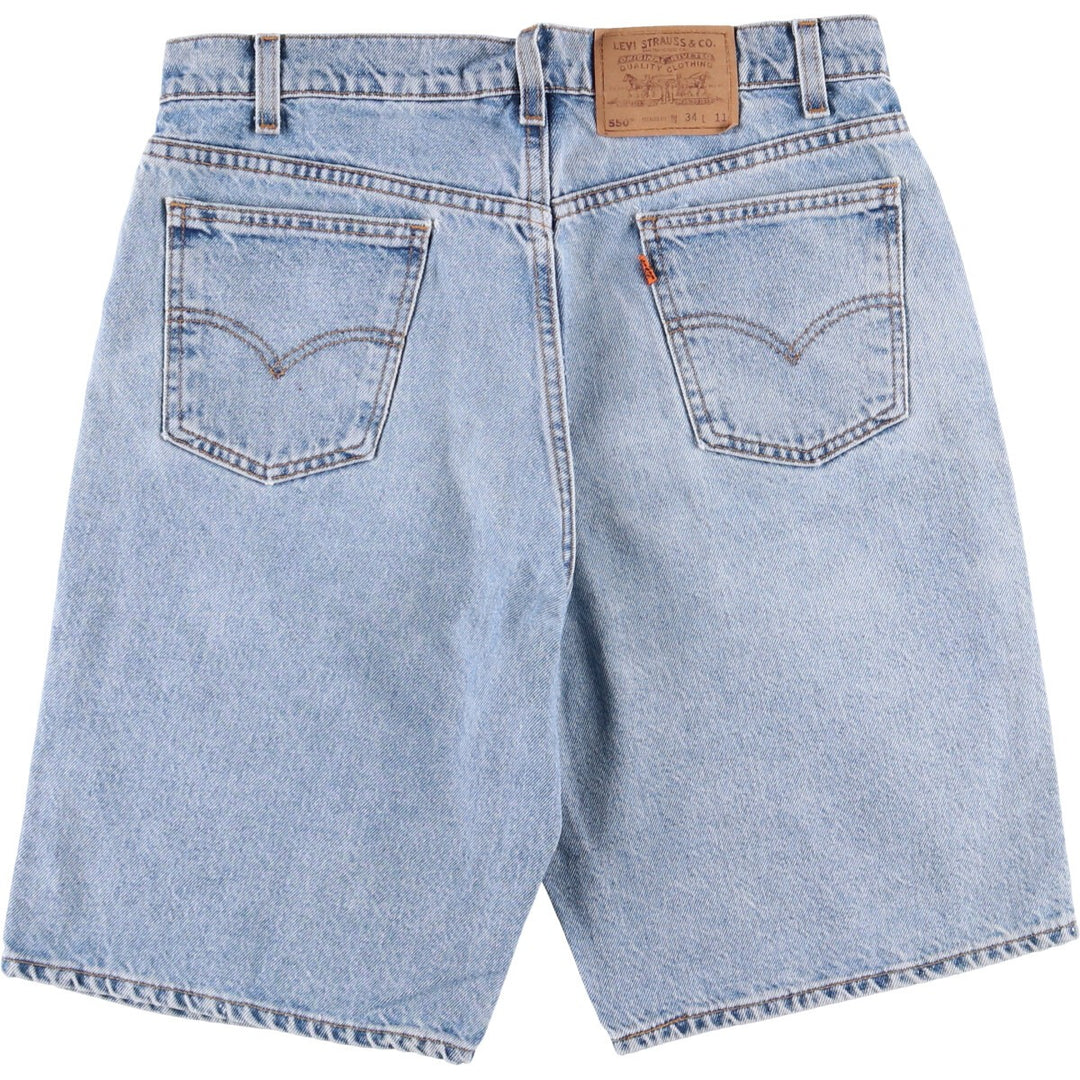 90'S Levi's 550 Relaxed Fit Denim Shorts with Orange Tab, Made in USA, Men's Size 34 cotton blue type Vintage Second Hand