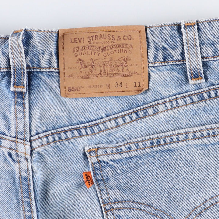 90'S Levi's 550 Relaxed Fit Denim Shorts with Orange Tab, Made in USA, Men's Size 34 cotton blue type Vintage Second Hand