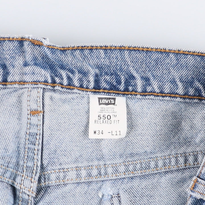 90'S Levi's 550 Relaxed Fit Denim Shorts with Orange Tab, Made in USA, Men's Size 34 cotton blue type Vintage Second Hand