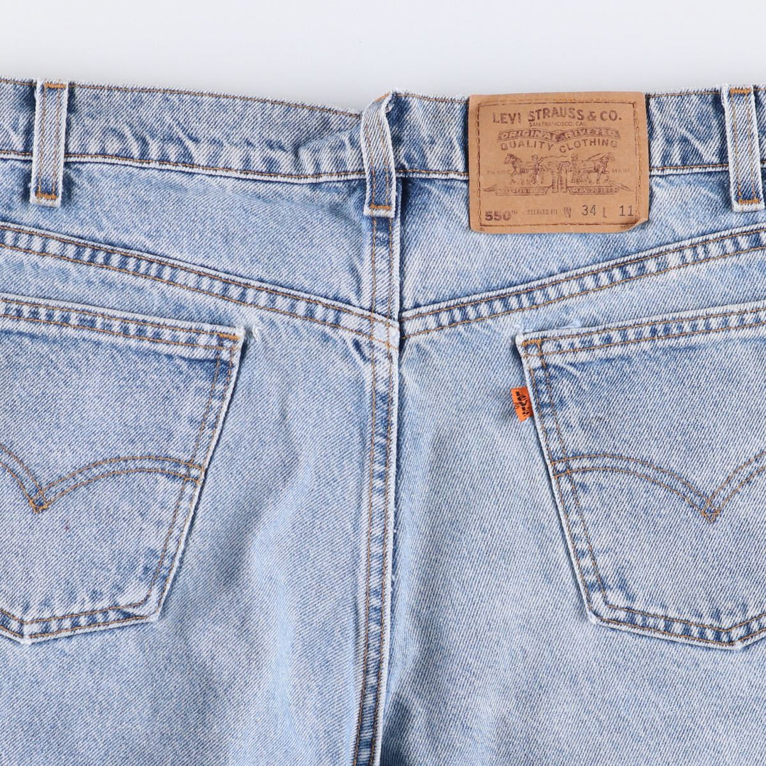 90'S Levi's 550 Relaxed Fit Denim Shorts with Orange Tab, Made in USA, Men's Size 34 cotton blue type Vintage Second Hand