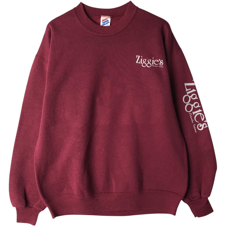 Vintage 80s-90'S Jerzees Super Sweats printed sweatshirt, made in the USA, size L, men's cotton wine-red Vintage Second Hand