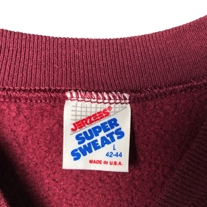 Vintage 80s-90'S Jerzees Super Sweats printed sweatshirt, made in the USA, size L, men's cotton wine-red Vintage Second Hand