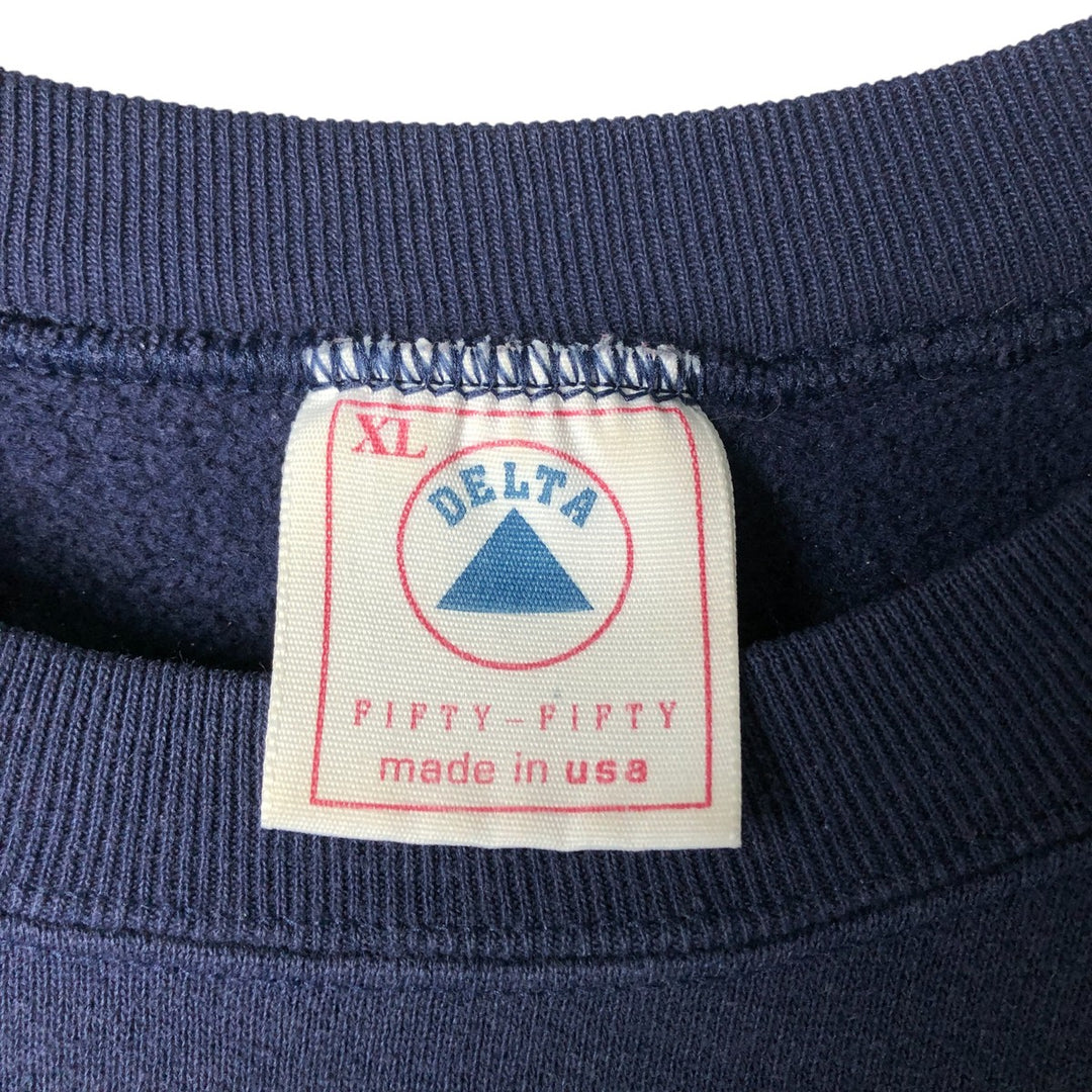 Vintage 90'S Delta Fifty-Fifty print sweatshirt, Made in USA, Men's XL polyester navy blue type Vintage Second Hand