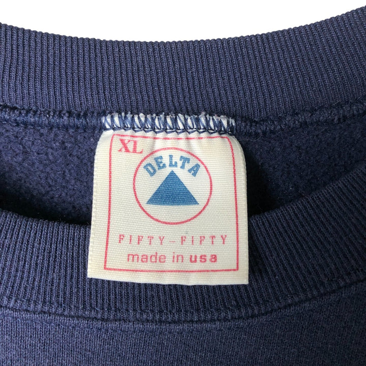 Vintage 90'S Delta Fifty-Fifty print sweatshirt, Made in USA, Men's XL polyester navy blue type Vintage Second Hand