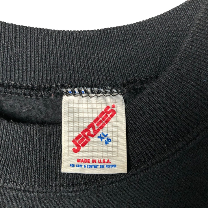 Vintage 80s-90'S Jerzees printed sweatshirt, sweatshirt, made in USA, men's XL size cotton black type Vintage Second Hand