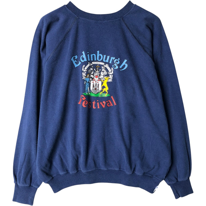 Vintage 1980'S TSP INTERNATIONAL printed sweatshirt, men's size L cotton Navy blue Vintage Second Hand
