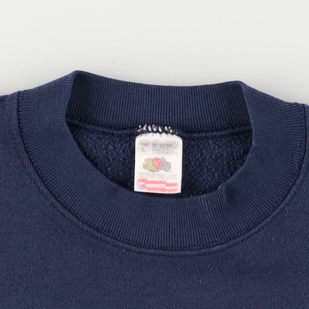 Vintage 90'S Fruit of the Loom American Royal print sweatshirt, made in the USA, size L, men's cotton navy blue type Vintage Second Hand