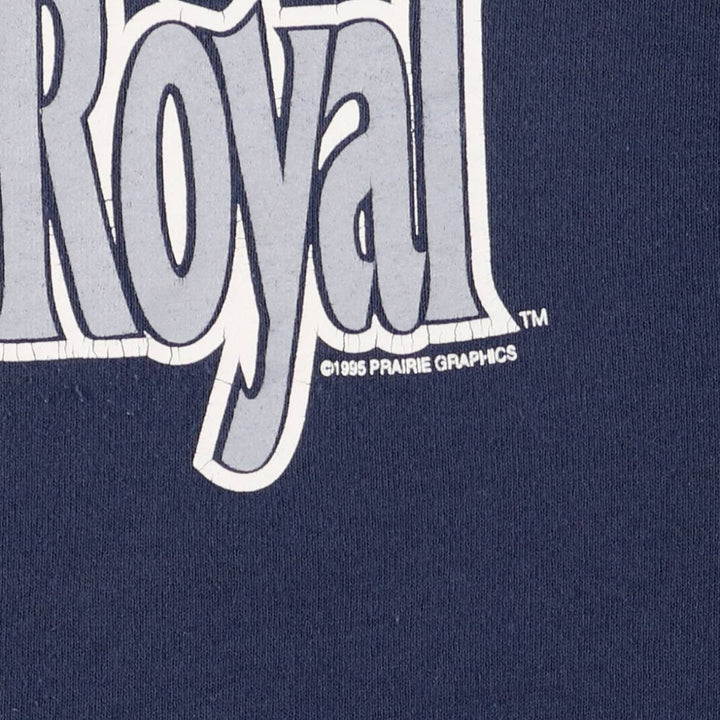 Vintage 90'S Fruit of the Loom American Royal print sweatshirt, made in the USA, size L, men's cotton navy blue type Vintage Second Hand