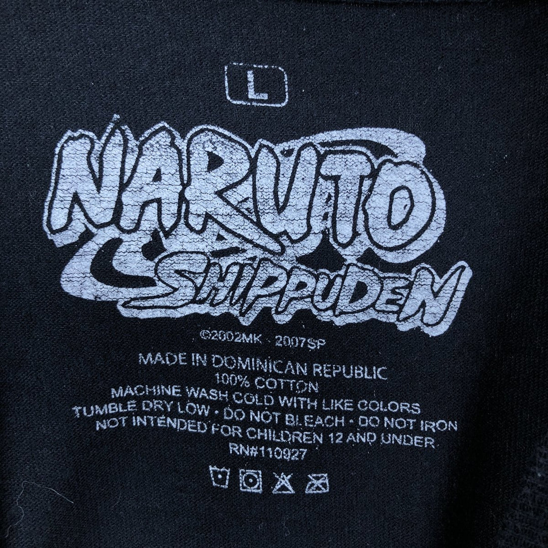 2000'S NARUTO SHIPPUDEN Naruto Shippuden Uchiha Itachi Anime Character Print T-Shirt Men's Size L cotton black type Vintage Second Hand