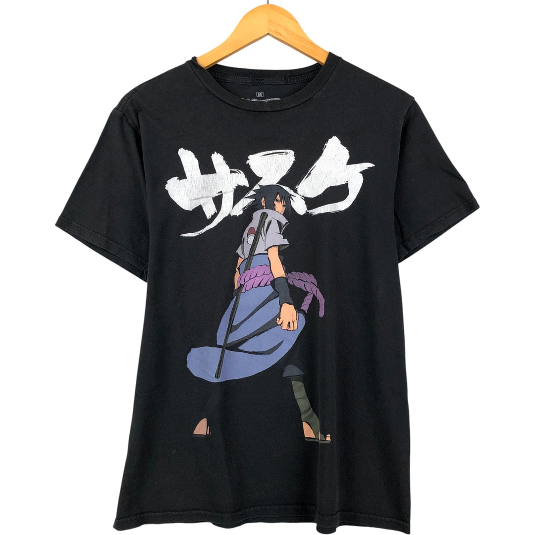 2000'S NARUTO SHIPPUDEN Sasuke Anime Character Print T-Shirt, Men's Size Medium cotton black type Vintage Second Hand