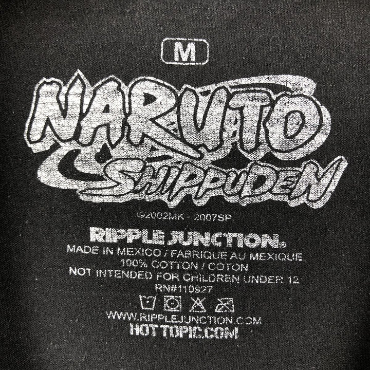 2000'S NARUTO SHIPPUDEN Sasuke Anime Character Print T-Shirt, Men's Size Medium cotton black type Vintage Second Hand