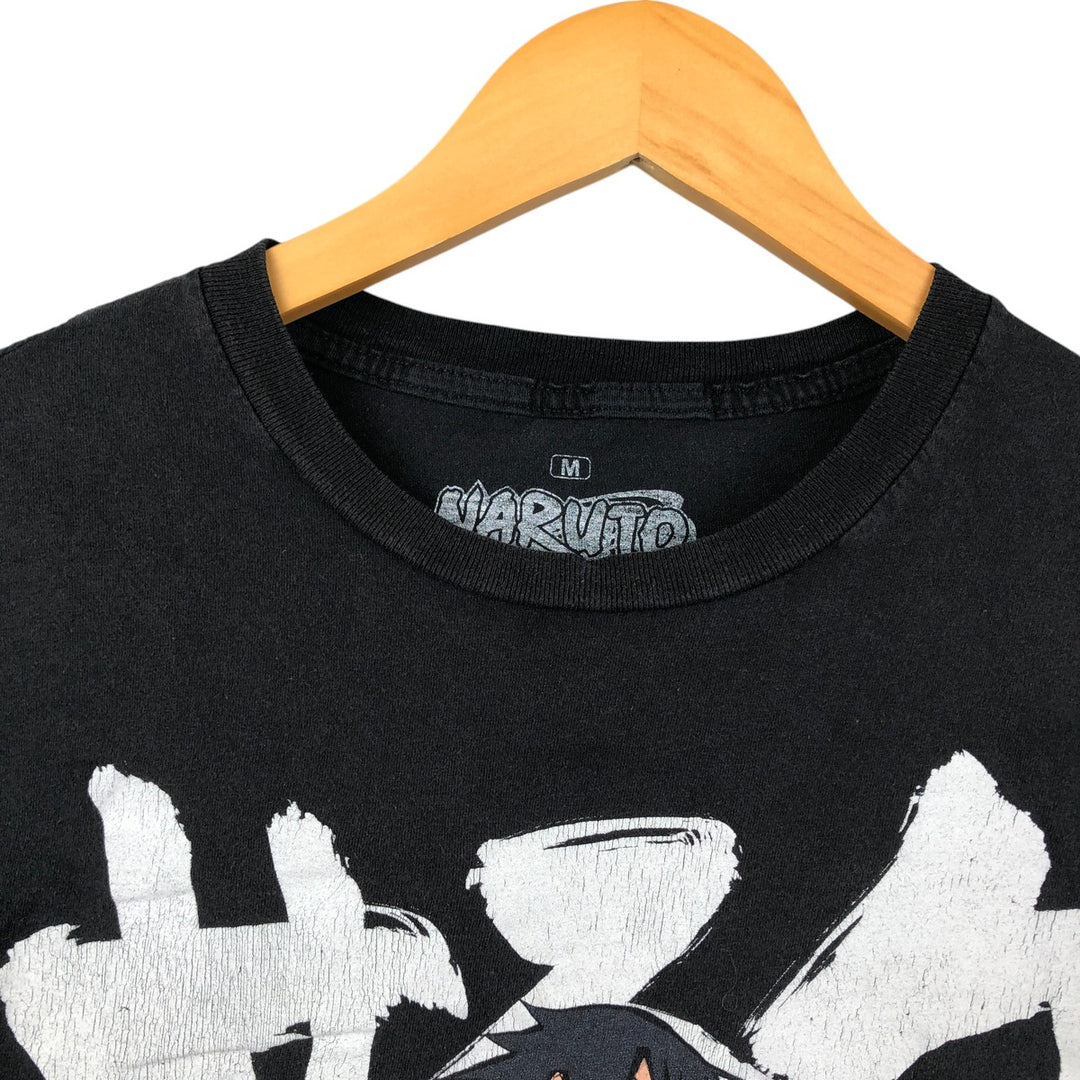 2000'S NARUTO SHIPPUDEN Sasuke Anime Character Print T-Shirt, Men's Size Medium cotton black type Vintage Second Hand
