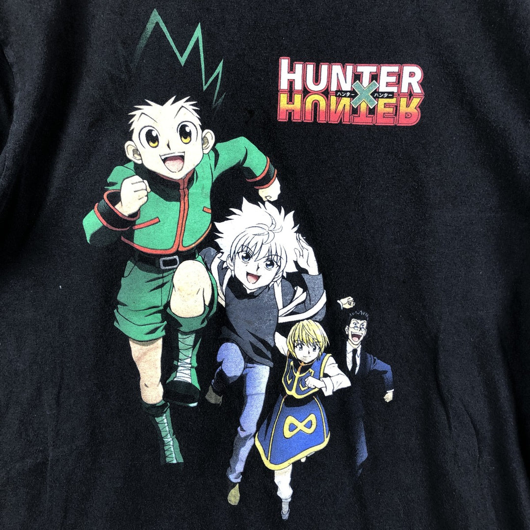 Hunter x Hunter anime character print T-shirt, men's size L (approx.) cotton black type Vintage Second Hand