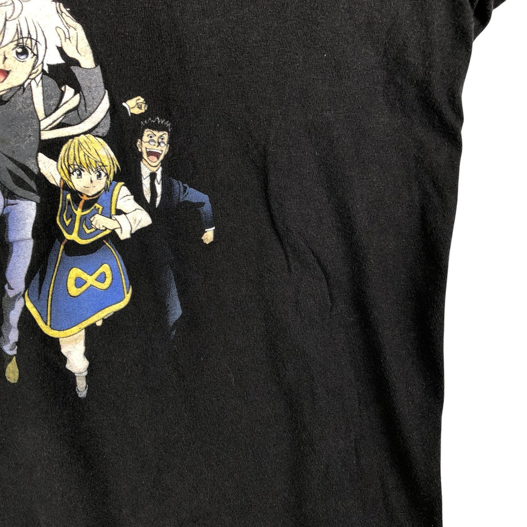 Hunter x Hunter anime character print T-shirt, men's size L (approx.) cotton black type Vintage Second Hand