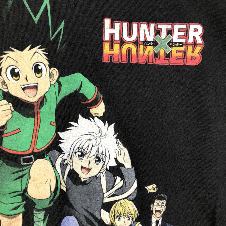 Hunter x Hunter anime character print T-shirt, men's size L (approx.) cotton black type Vintage Second Hand
