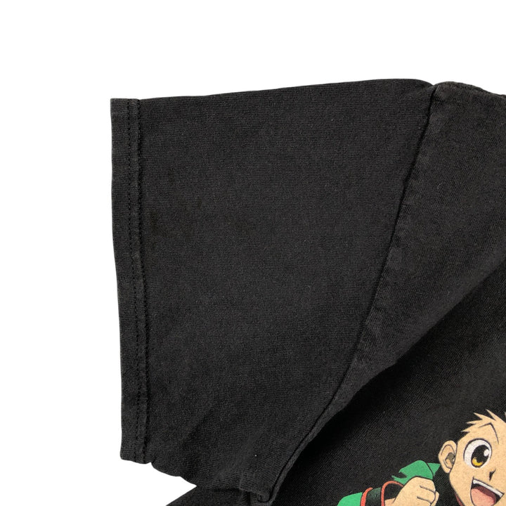 Hunter x Hunter anime character print T-shirt, men's size L (approx.) cotton black type Vintage Second Hand