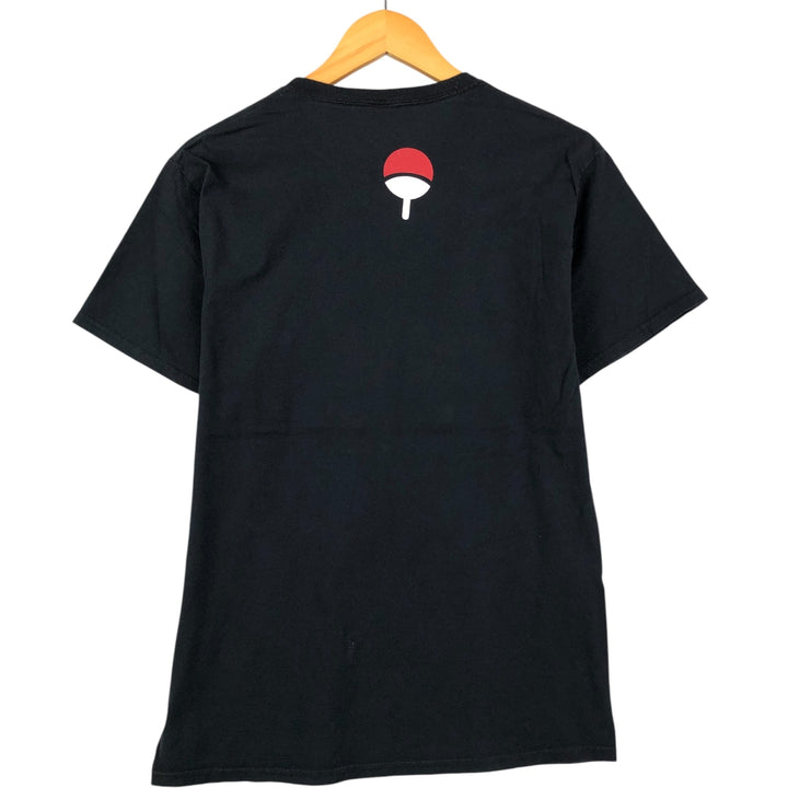 2000'S NARUTO SHIPPUDEN Naruto Shippuden Uchiha Sasuke Itachi Anime Character Print T-Shirt Men's Size Medium cotton black type Vintage Second Hand