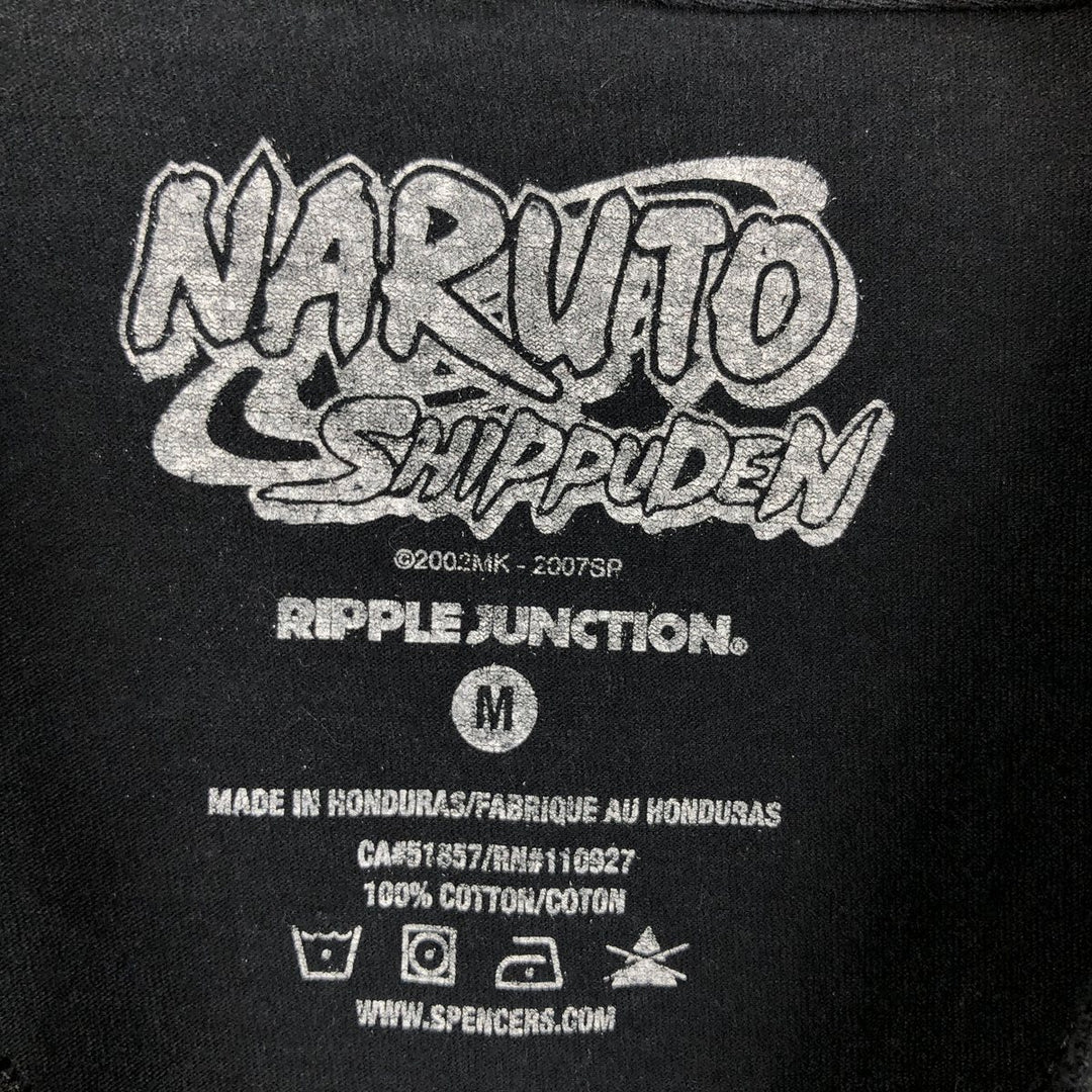 2000'S NARUTO SHIPPUDEN Naruto Shippuden Uchiha Sasuke Itachi Anime Character Print T-Shirt Men's Size Medium cotton black type Vintage Second Hand