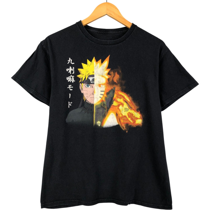 NARUTO SHIPPUDEN Naruto Shippuden Uzumaki Naruto Anime Character Print T-Shirt Men's M Size cotton black type Vintage Second Hand