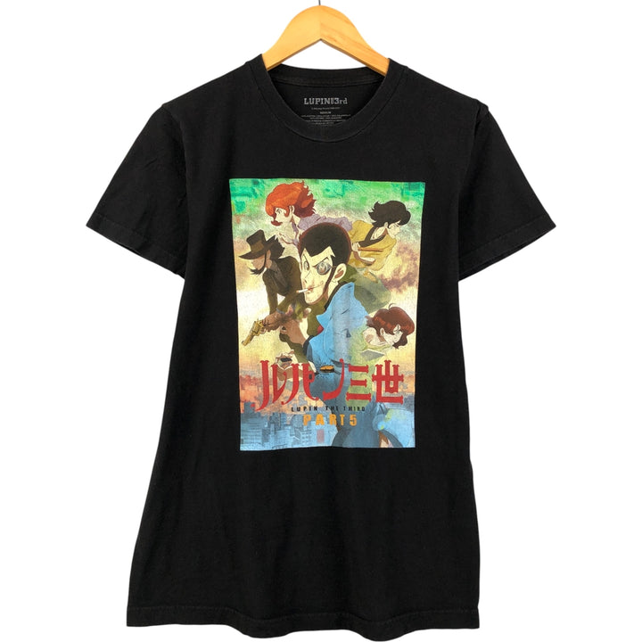 LUPIN THE 3RD Lupin the Third Anime Character Print T-Shirt, Men's Size Medium cotton black type Vintage Second Hand