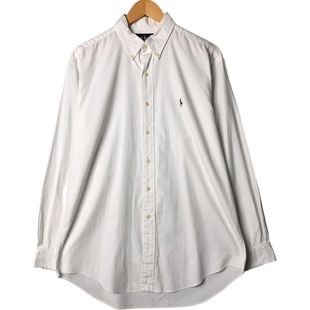 Ralph Lauren YARMOUTH long sleeve button down shirt, men's size L cotton white type Vintage Second Hand