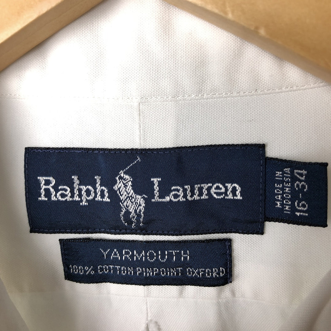 Ralph Lauren YARMOUTH long sleeve button down shirt, men's size L cotton white type Vintage Second Hand