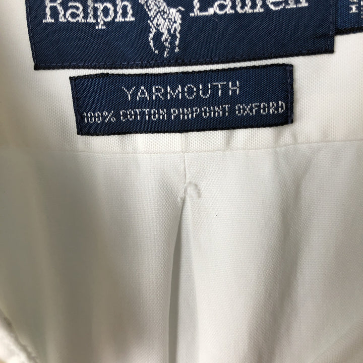 Ralph Lauren YARMOUTH long sleeve button down shirt, men's size L cotton white type Vintage Second Hand