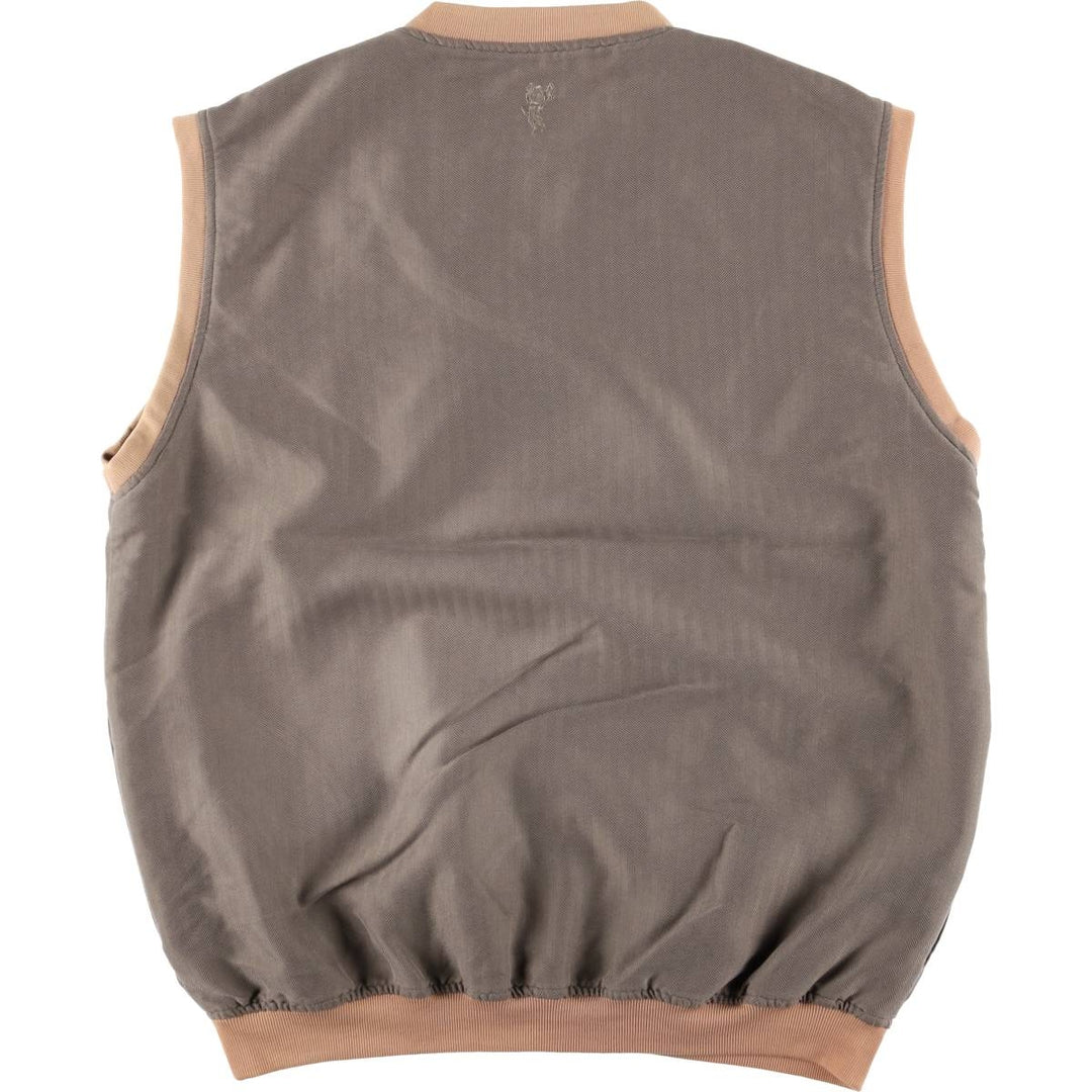Ashworth Herringbone V-Neck Warm-Up Vest, Men's Size L Rayon Khaki type Vintage Second Hand