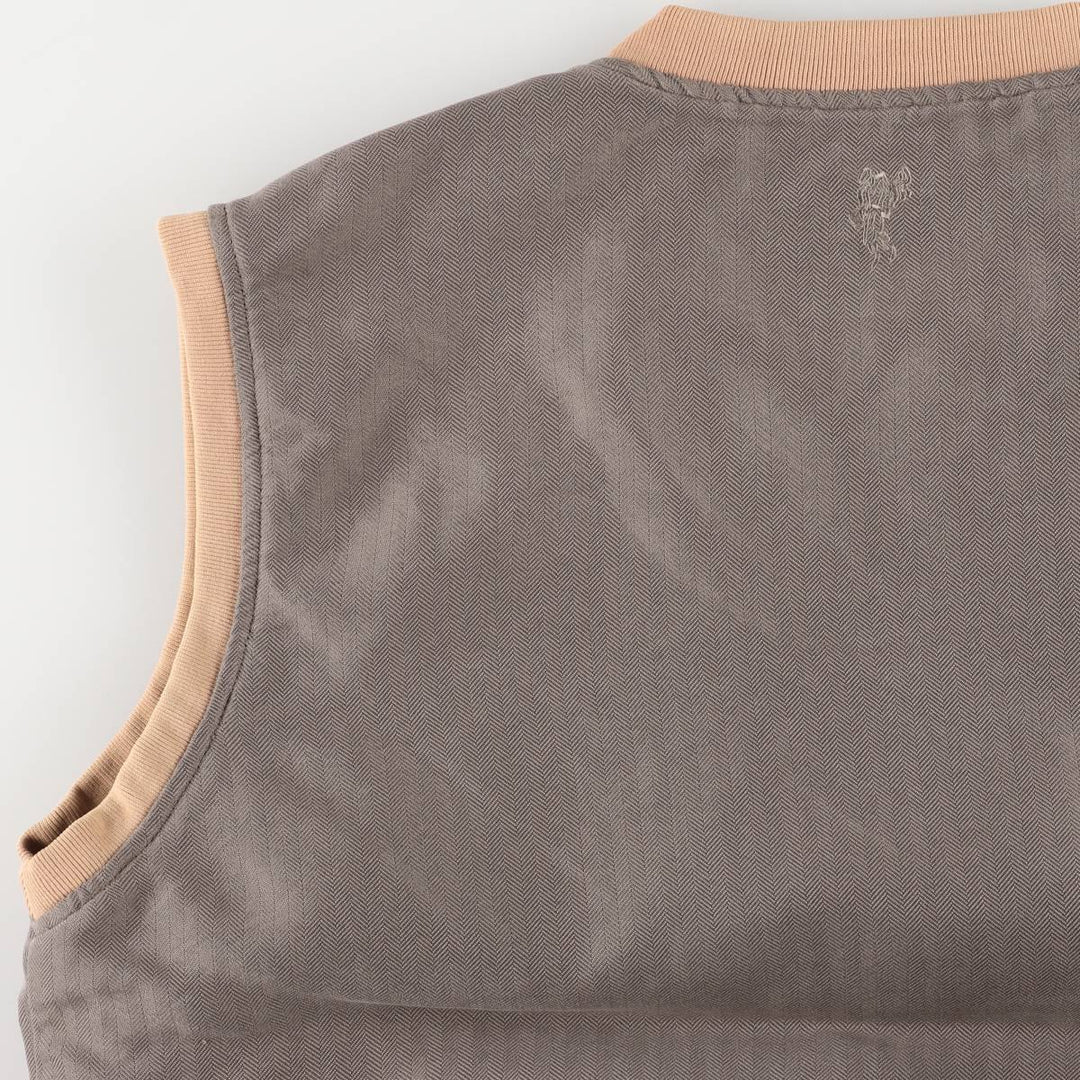 Ashworth Herringbone V-Neck Warm-Up Vest, Men's Size L Rayon Khaki type Vintage Second Hand