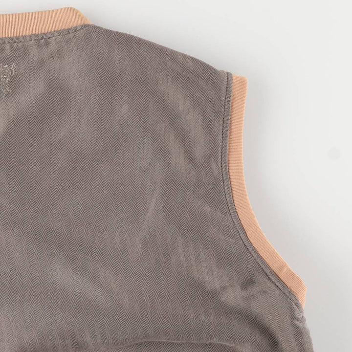 Ashworth Herringbone V-Neck Warm-Up Vest, Men's Size L Rayon Khaki type Vintage Second Hand