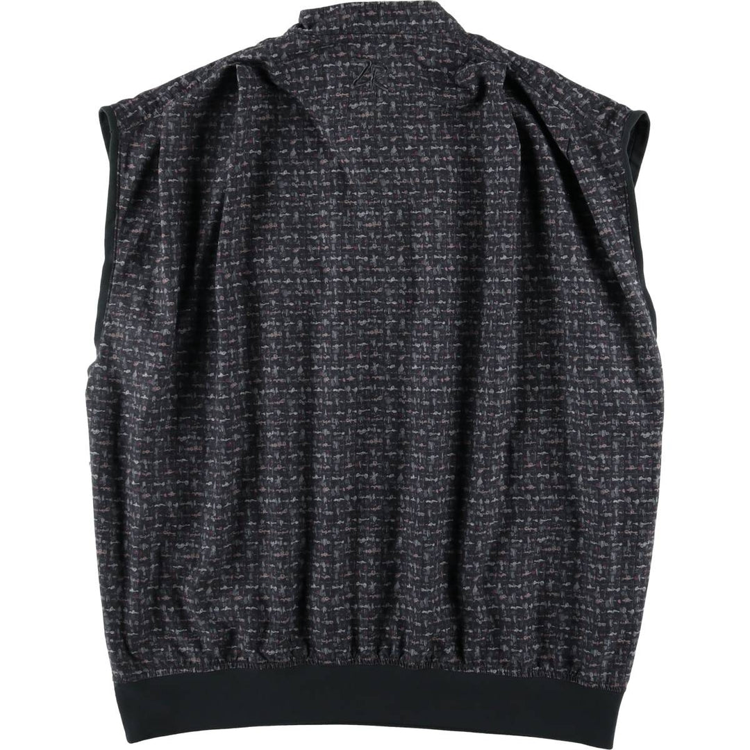 ZERO RESTRICTION All-Over Print Pullover Warm-Up Vest with Half Snaps, Made in USA, Men's Size L polyester navy blue type Vintage Second Hand