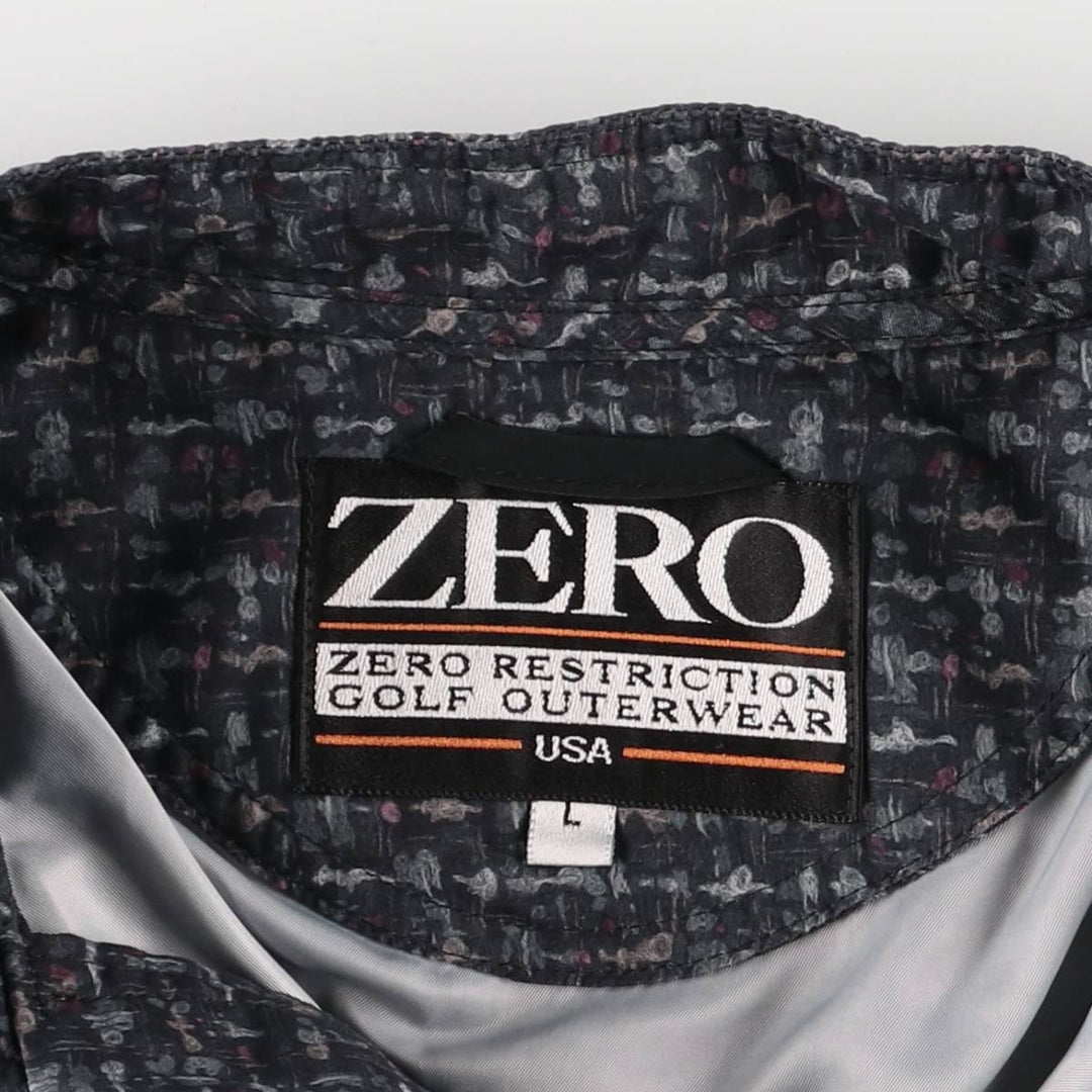ZERO RESTRICTION All-Over Print Pullover Warm-Up Vest with Half Snaps, Made in USA, Men's Size L polyester navy blue type Vintage Second Hand