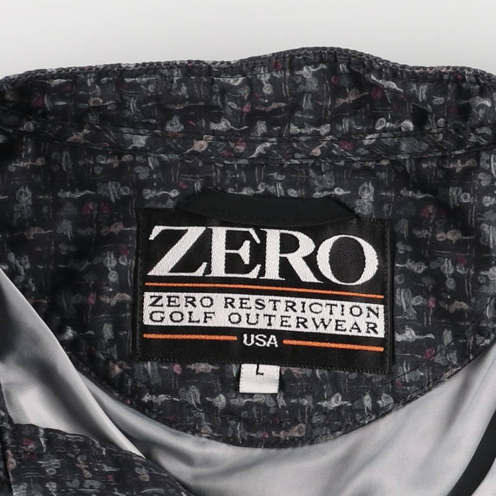 ZERO RESTRICTION All-Over Print Pullover Warm-Up Vest with Half Snaps, Made in USA, Men's Size L polyester navy blue type Vintage Second Hand
