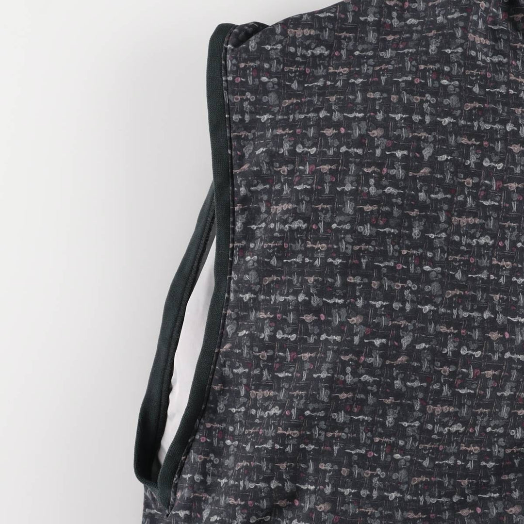 ZERO RESTRICTION All-Over Print Pullover Warm-Up Vest with Half Snaps, Made in USA, Men's Size L polyester navy blue type Vintage Second Hand