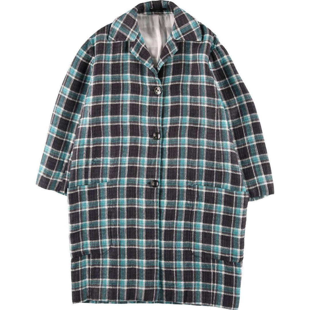 Paul Smith Check Pattern Chesterfield Coat, Made in Italy, Women's Size XS others turquoise blue Vintage Second Hand