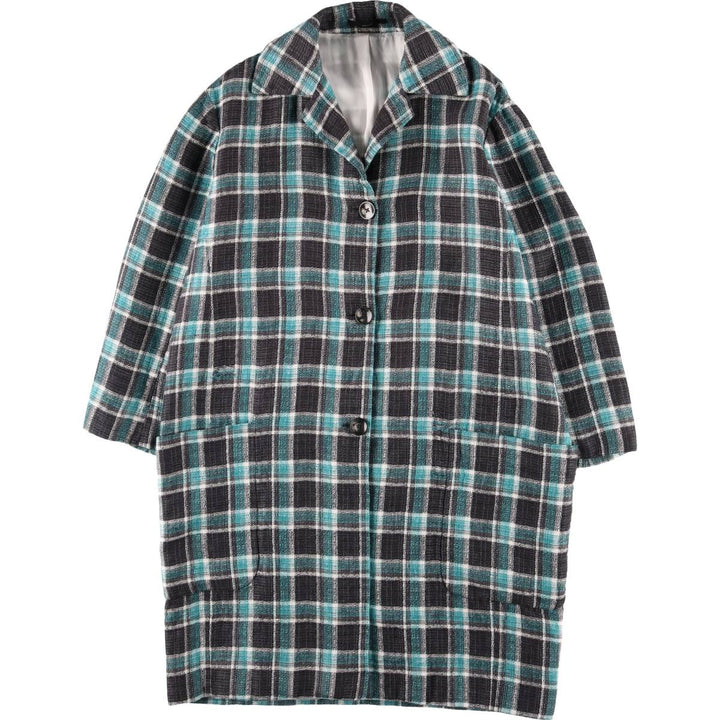 Paul Smith Check Pattern Chesterfield Coat, Made in Italy, Women's Size XS others turquoise blue Vintage Second Hand