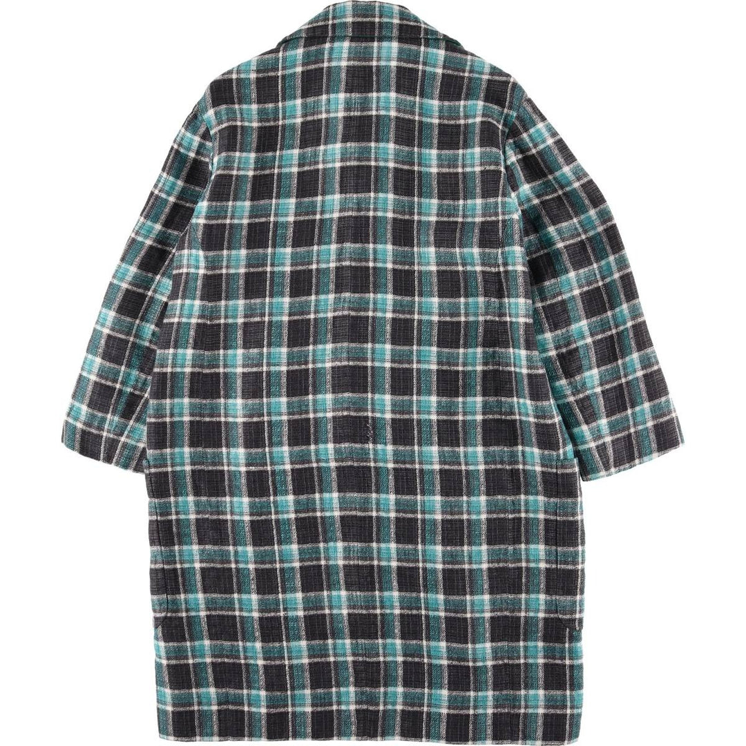 Paul Smith Check Pattern Chesterfield Coat, Made in Italy, Women's Size XS others turquoise blue Vintage Second Hand