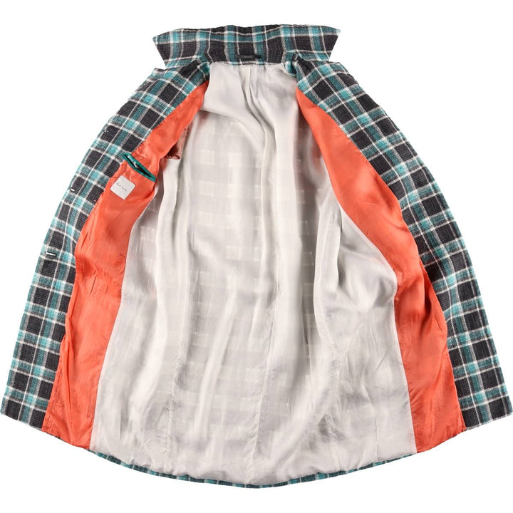 Paul Smith Check Pattern Chesterfield Coat, Made in Italy, Women's Size XS others turquoise blue Vintage Second Hand
