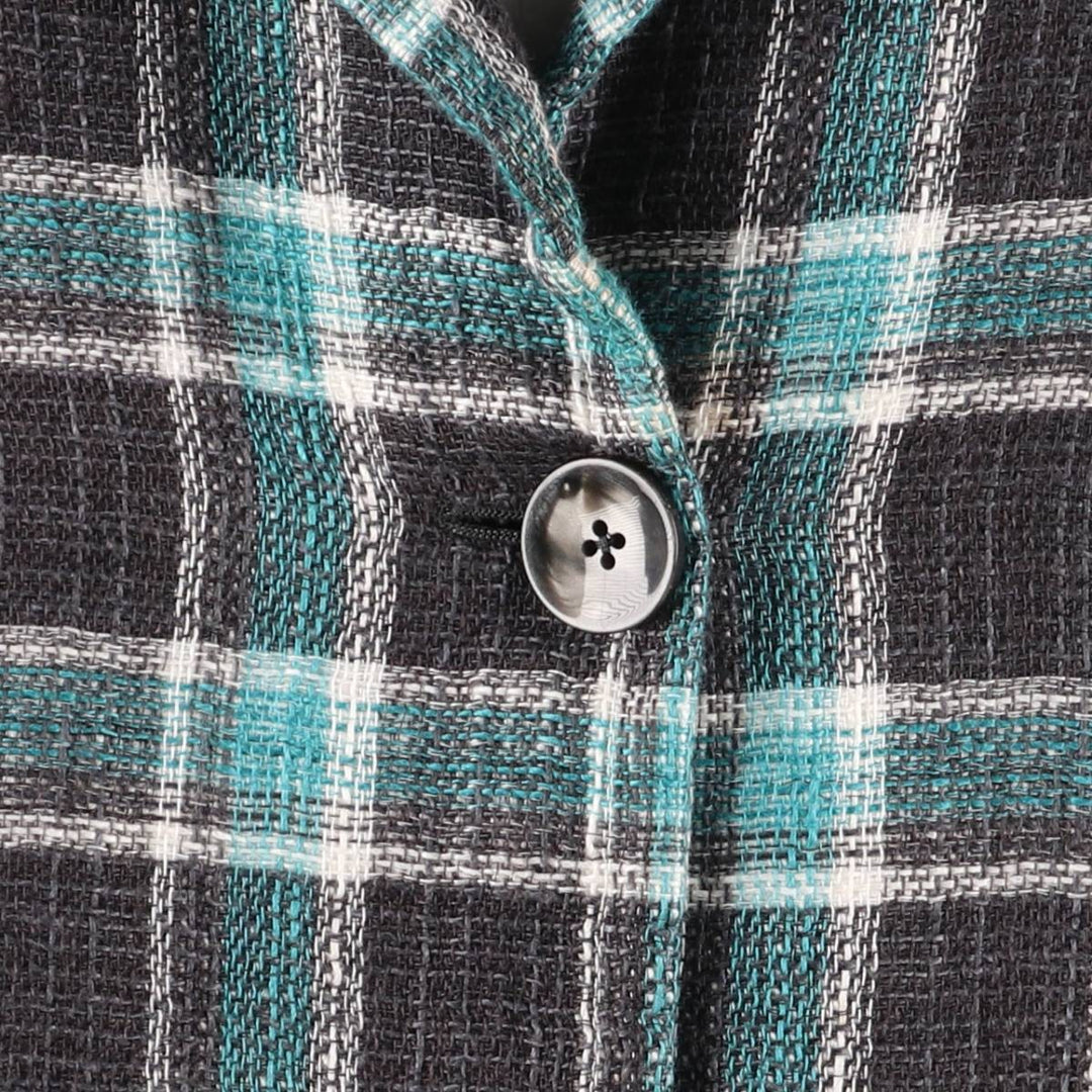 Paul Smith Check Pattern Chesterfield Coat, Made in Italy, Women's Size XS others turquoise blue Vintage Second Hand
