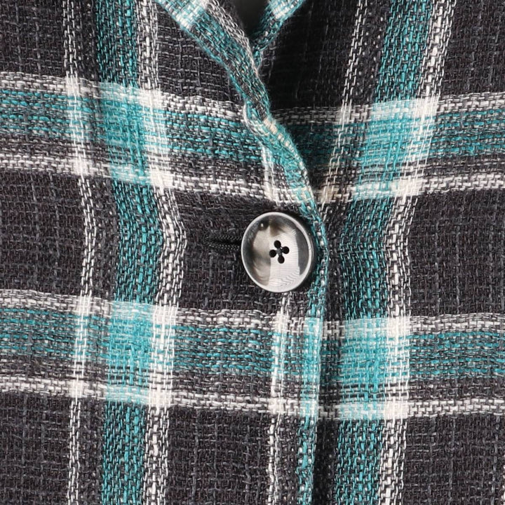 Paul Smith Check Pattern Chesterfield Coat, Made in Italy, Women's Size XS others turquoise blue Vintage Second Hand