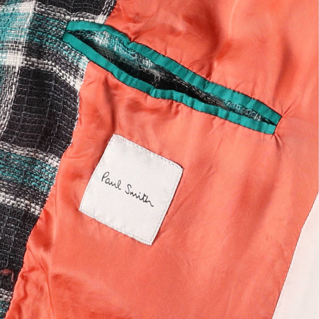 Paul Smith Check Pattern Chesterfield Coat, Made in Italy, Women's Size XS others turquoise blue Vintage Second Hand