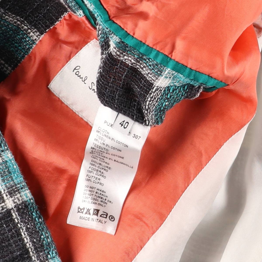 Paul Smith Check Pattern Chesterfield Coat, Made in Italy, Women's Size XS others turquoise blue Vintage Second Hand