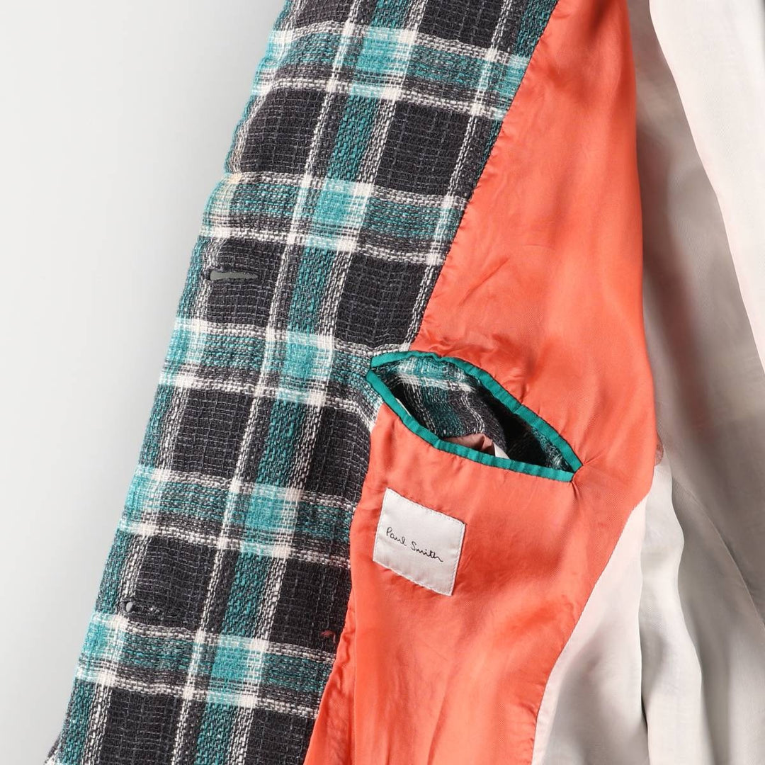 Paul Smith Check Pattern Chesterfield Coat, Made in Italy, Women's Size XS others turquoise blue Vintage Second Hand