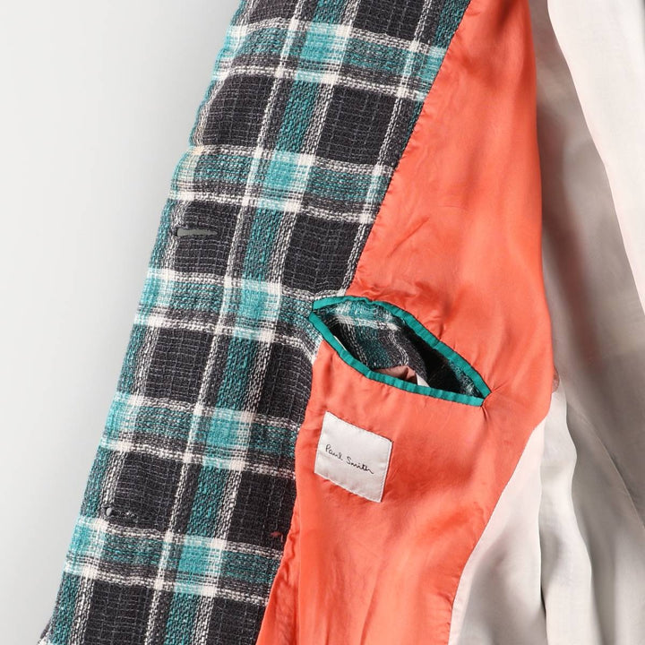 Paul Smith Check Pattern Chesterfield Coat, Made in Italy, Women's Size XS others turquoise blue Vintage Second Hand