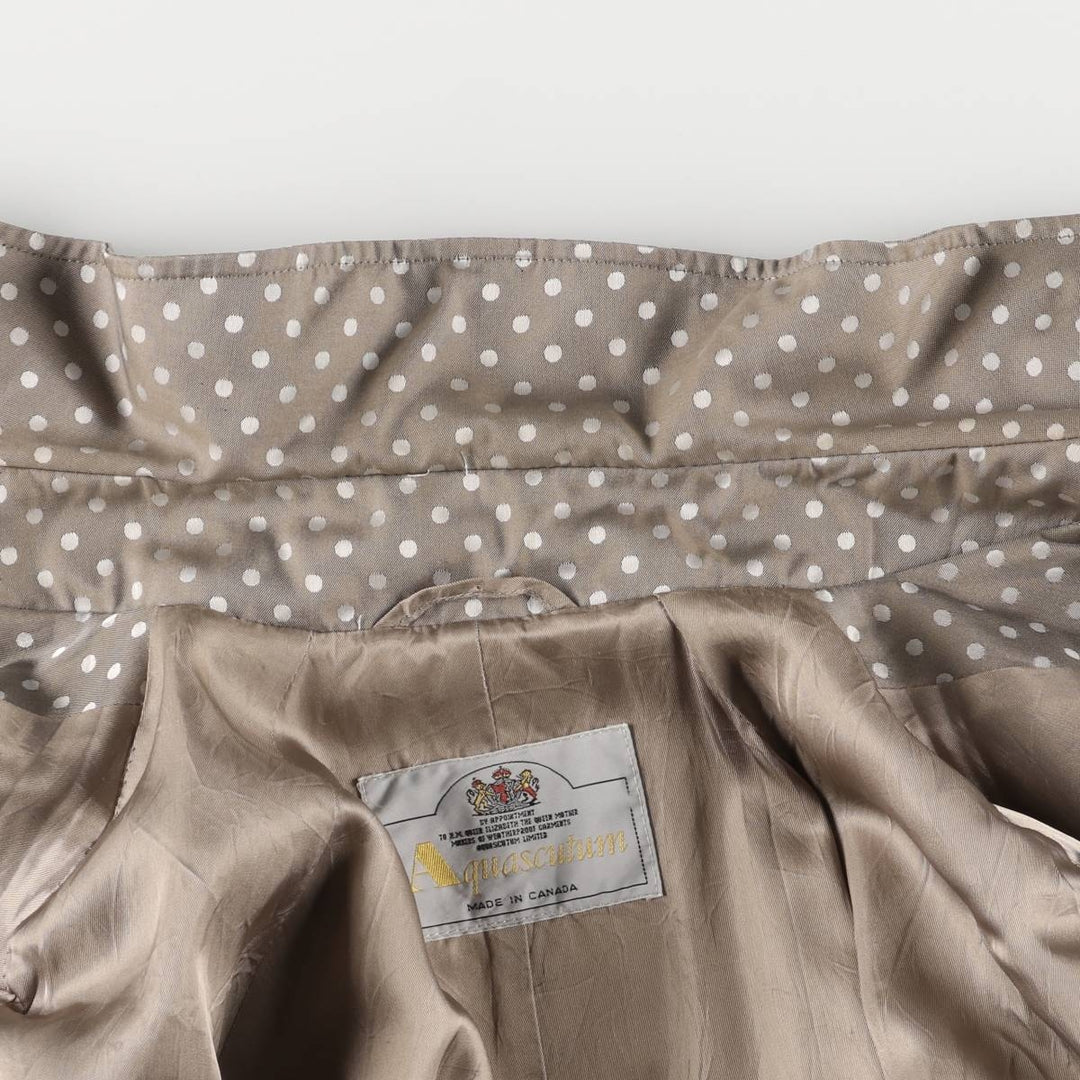 Aquascutum Dot Pattern Balmacaan Coat, Made in Canada, Women's Size Small polyester Beige type Vintage Second Hand