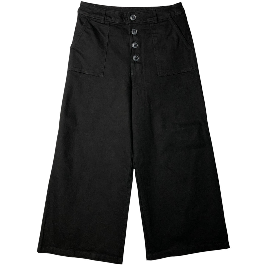 mi ami high-waisted wide-leg pants, women's size M cotton black type Vintage Second Hand