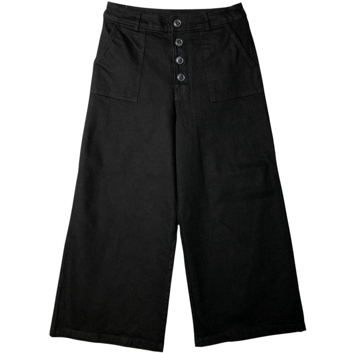 mi ami high-waisted wide-leg pants, women's size M cotton black type Vintage Second Hand